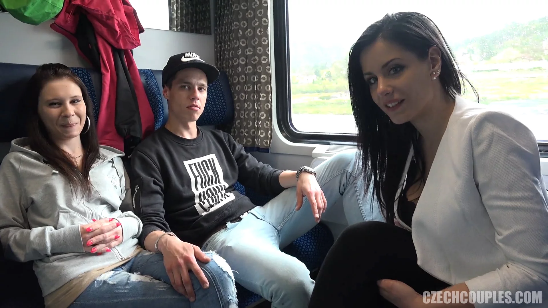 Young couple agrees to enjoy sex with strangers on a train image